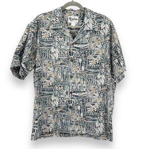 Vintage Howie Made in Hawaii 100% Cotton Men's L Button Up Polynesian Shirt